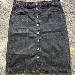 Black washed jean midi skirt - Old Navy